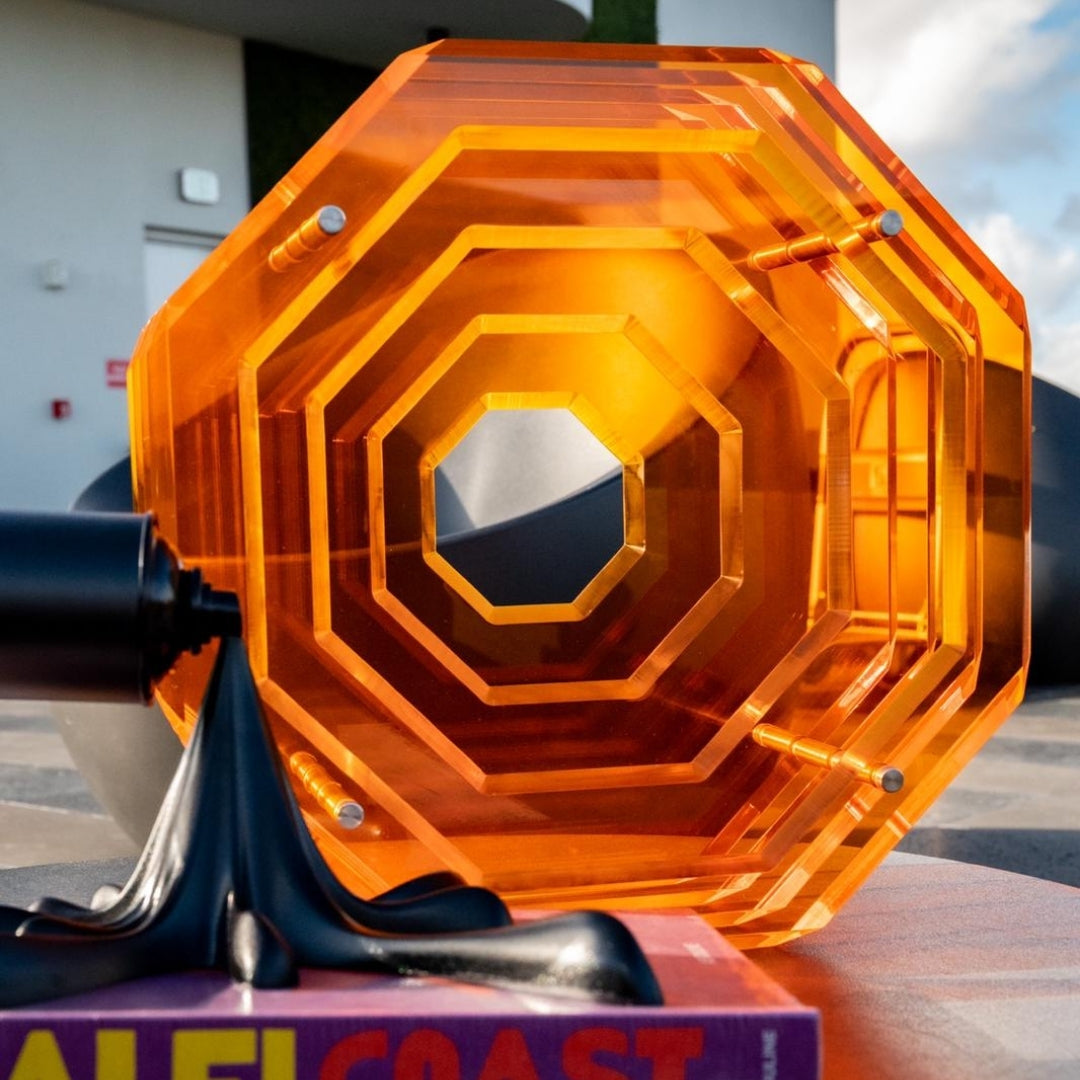 Modern Acrylic Art Octagonal Orange Sculptures – Carol Rose Home Decor